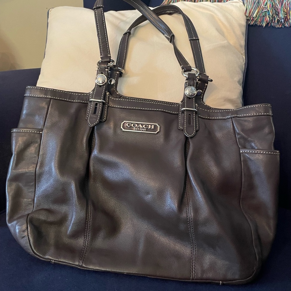 Coach Brown Leather Shoulder Tote Bag